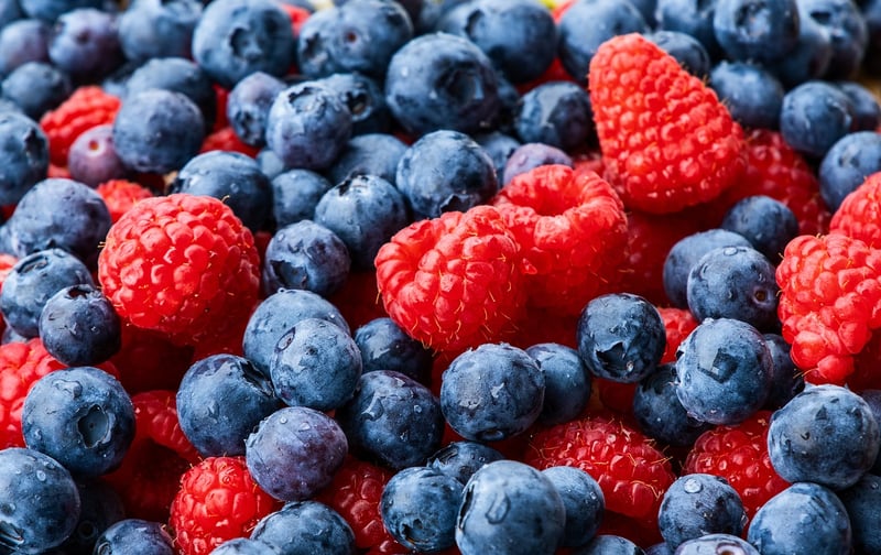 Healthy fruits and berries